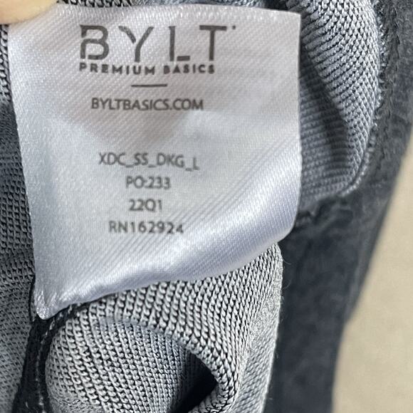BYLT Basics Shirt Mens L Gray Drop Cut Short Sleeve Stretch Performance‎ Tee - Picture 8 of 10
